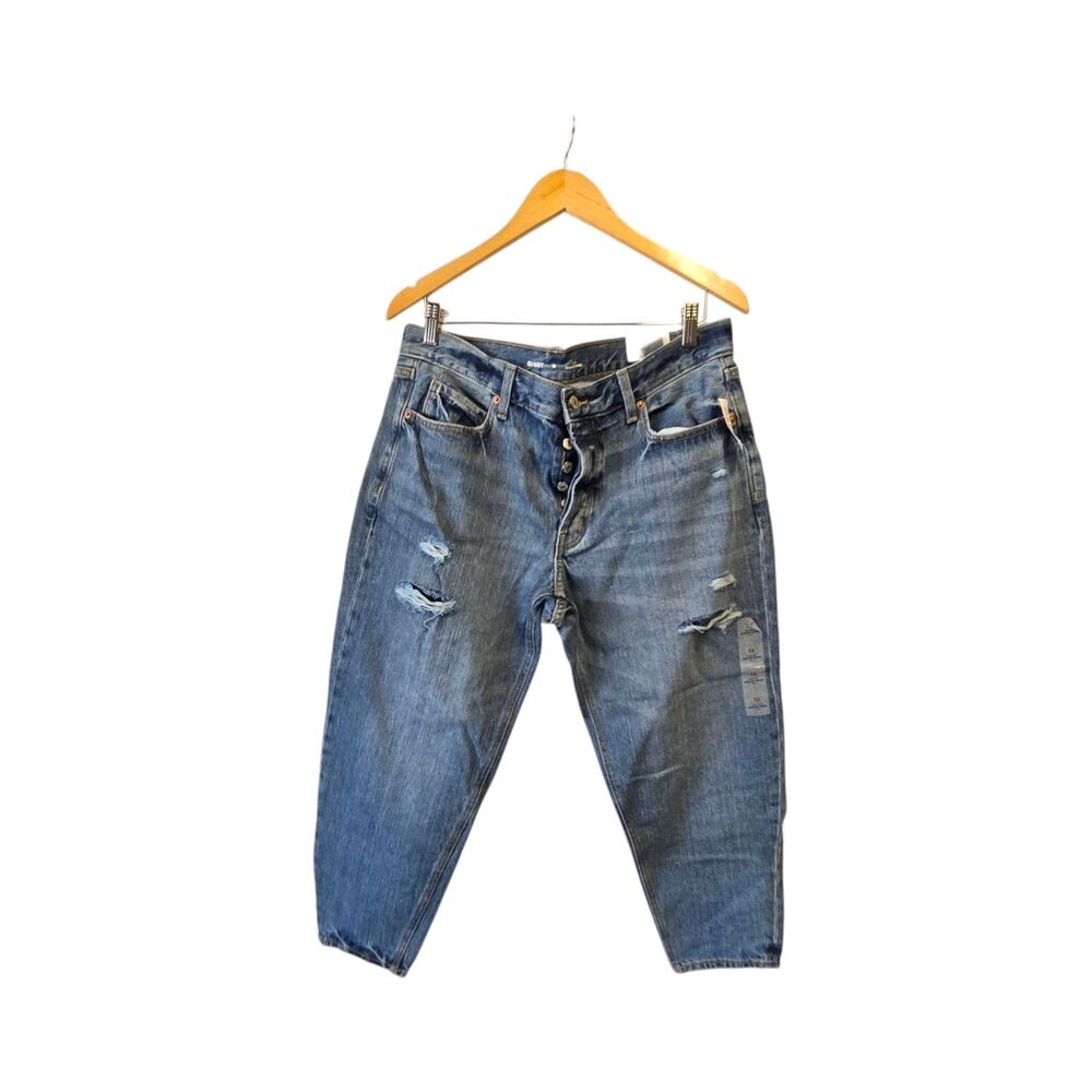 OLD NAVY Mid Rise Slouchy Taper‎ Jeans Ankle Button Fly 12